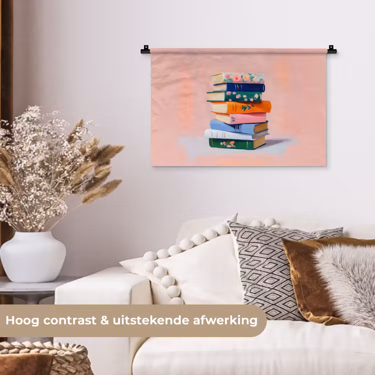 Wandkleed - Boeken - Stapel - Kleurrijk — 4