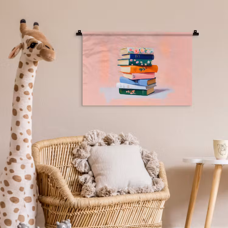 Wandkleed - Boeken - Stapel - Kleurrijk — 5