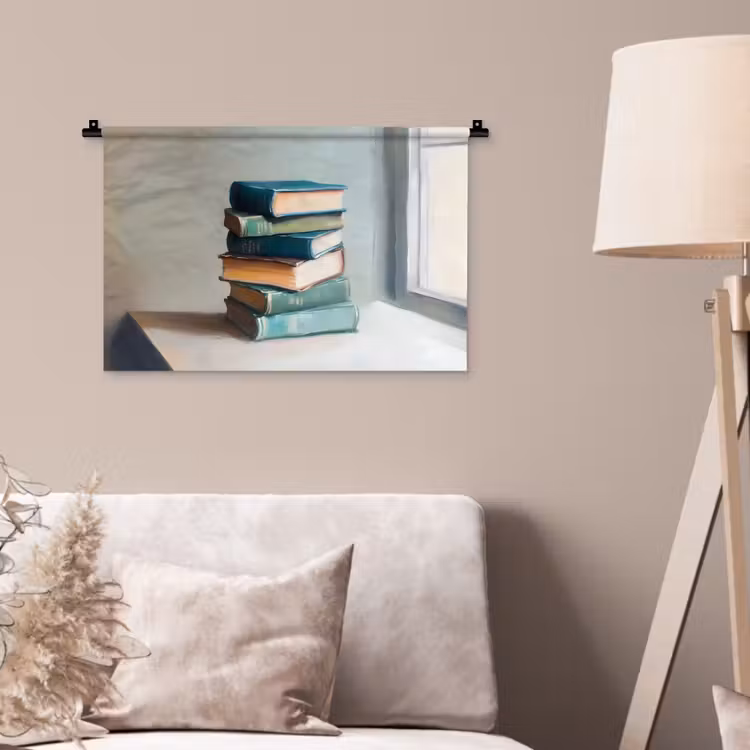 Wandkleed - Stapel - Boeken - Groen - Daglicht — 2