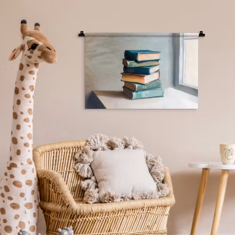 Wandkleed - Stapel - Boeken - Groen - Daglicht — 5