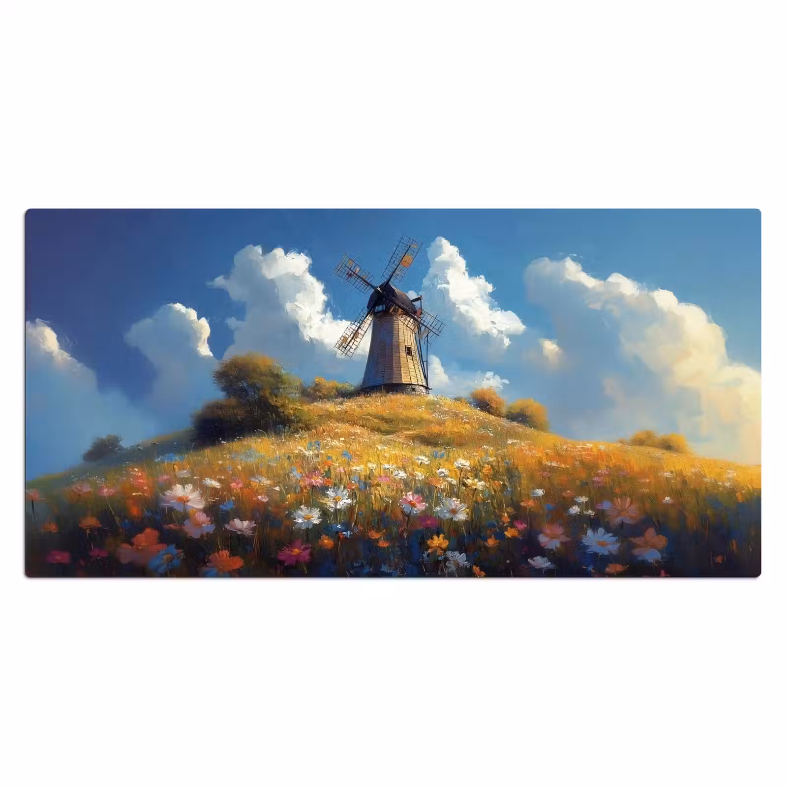 Bureau onderlegger - Windmolen - Heuvel - Bloemen - Kleurrijk — 1