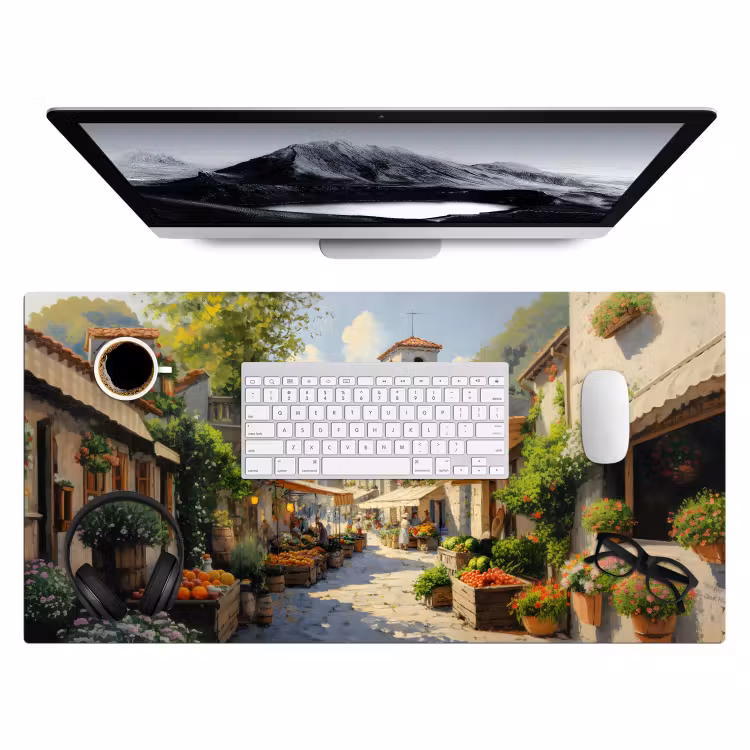 Bureau onderlegger - Dorp - Zon - Kraampjes - Huizen — 3