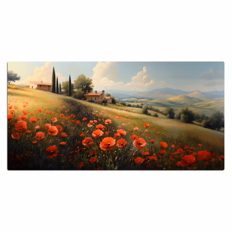 Bureau onderlegger - Klaprozen - Rood - Heuvels - Landschap — 1