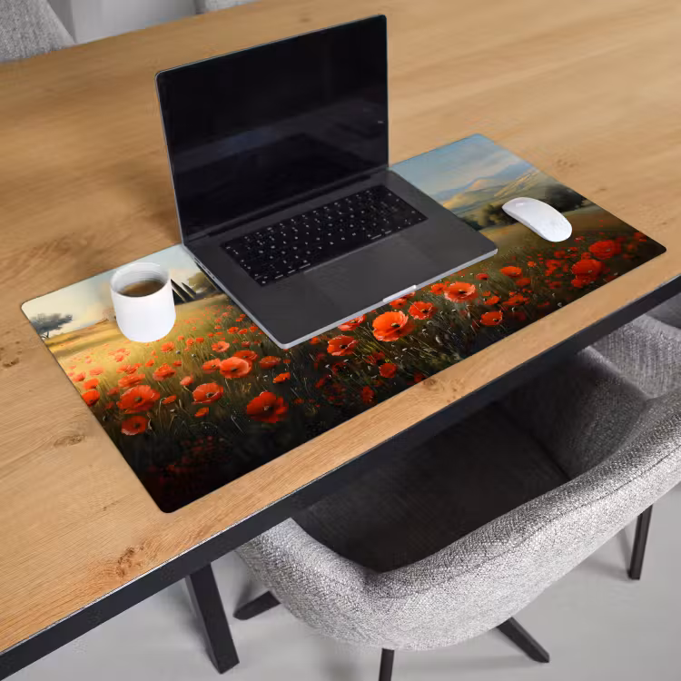 Bureau onderlegger - Klaprozen - Rood - Heuvels - Landschap — 2