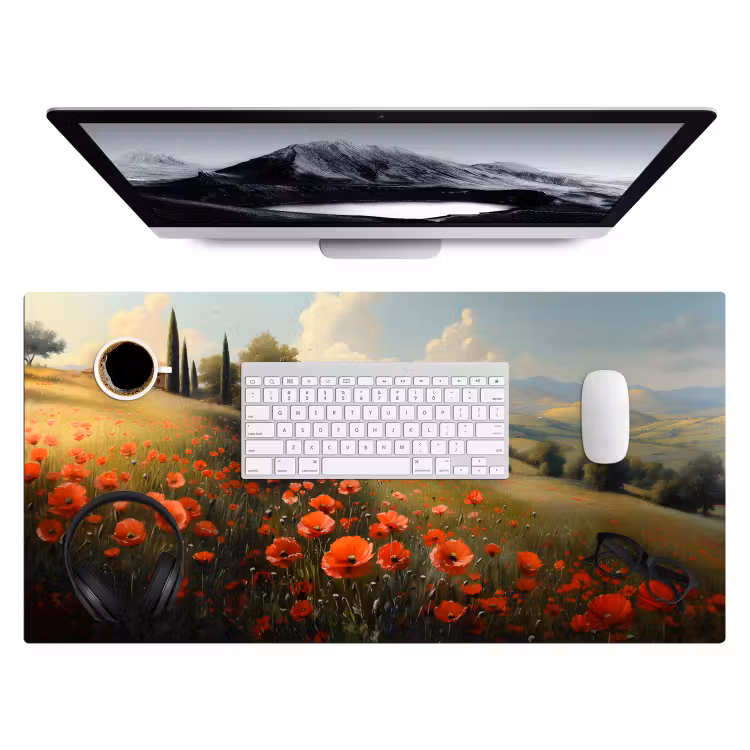 Bureau onderlegger - Klaprozen - Rood - Heuvels - Landschap — 3