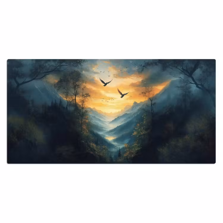 Bureau onderlegger - Vogels - Zon - Bomen - Groen — 1