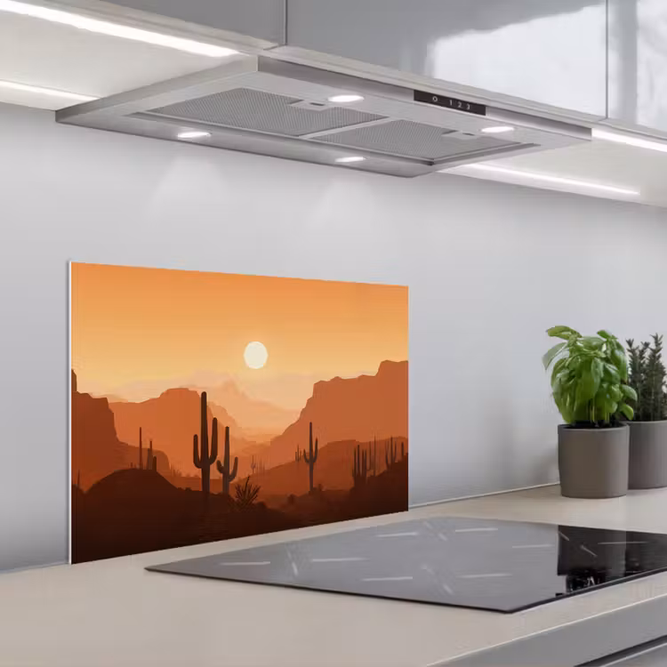 Spatscherm keuken - Landschap - Woestijn - Cactussen - Zon — 5