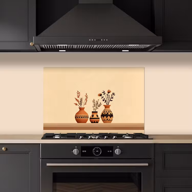 Spatscherm keuken - Vazen - Bloemen - Bladeren - Minimalistisch — 2