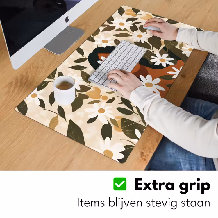 Bureau onderlegger - Illustratie - Vrouw - Madeliefjes - Wit — 5