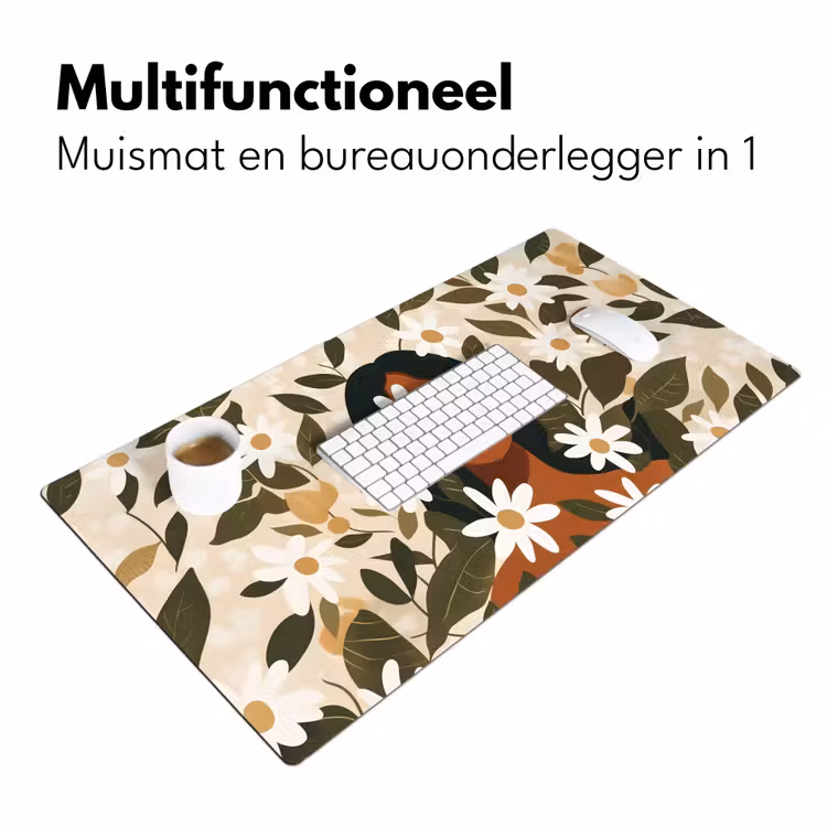 Bureau onderlegger - Illustratie - Vrouw - Madeliefjes - Wit — 6