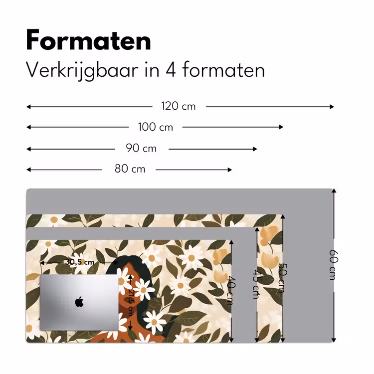 Bureau onderlegger - Illustratie - Vrouw - Madeliefjes - Wit — 7