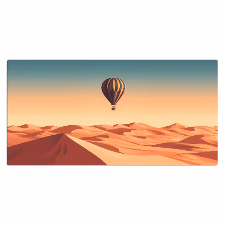 Bureau onderlegger - Luchtballon - Woestijn - Zonsondergang - Blauw — 1