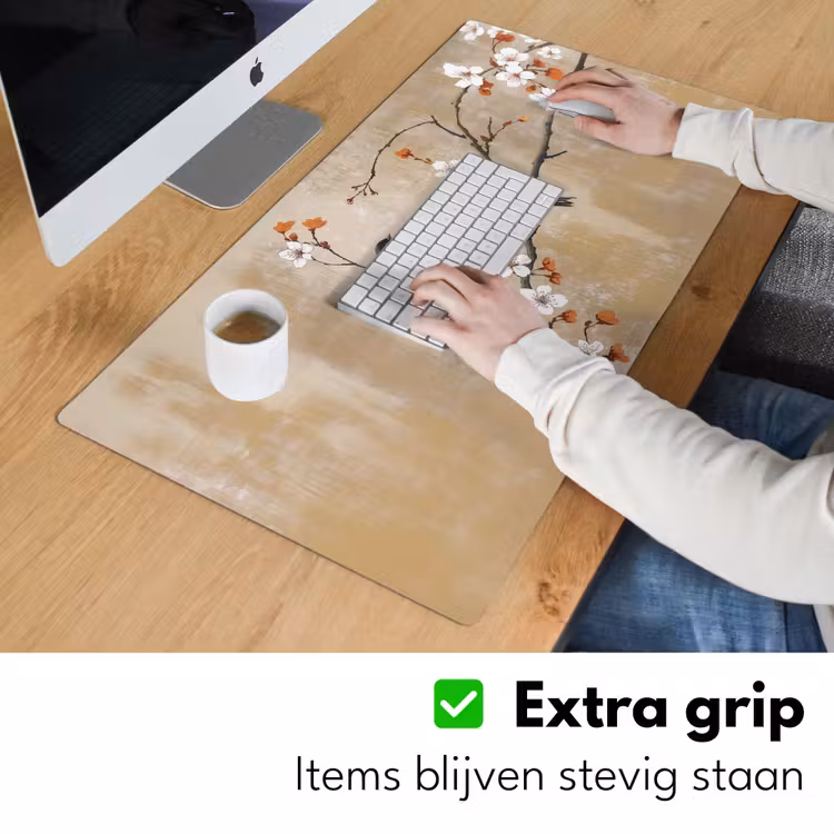 Bureau onderlegger - Vogels - Bloesemtak - Bloemen - Oranje — 5