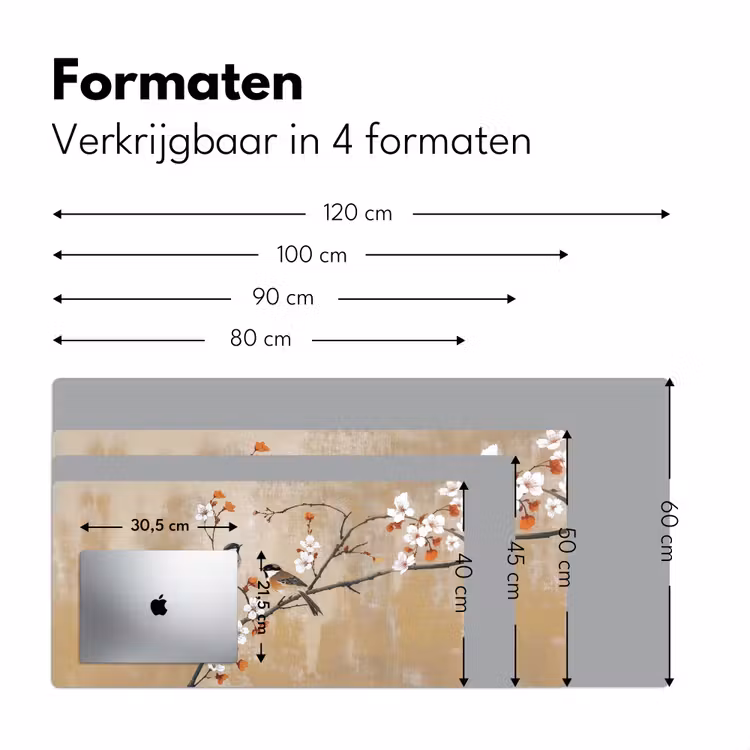 Bureau onderlegger - Vogels - Bloesemtak - Bloemen - Oranje — 7