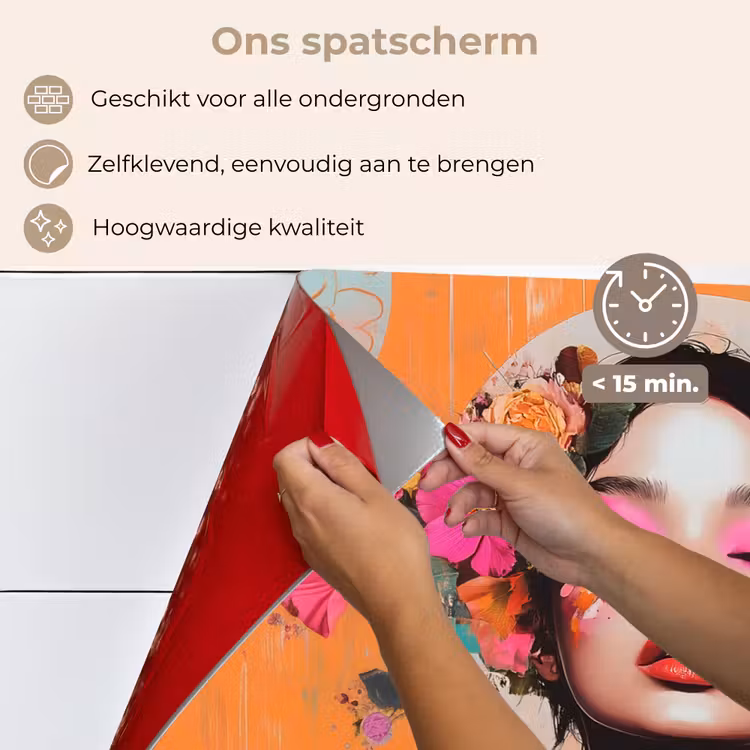 Spatscherm keuken - Portret - Vrouw - Abstract - Bloemen — 4