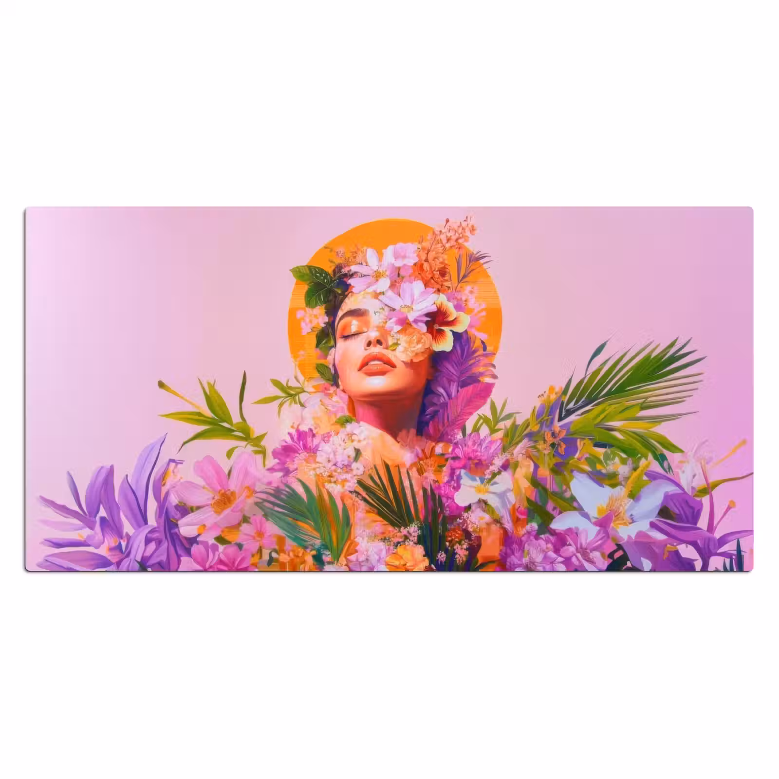 Bureau onderlegger - Vrouw - Abstract - Cirkel - Bloemen — 1