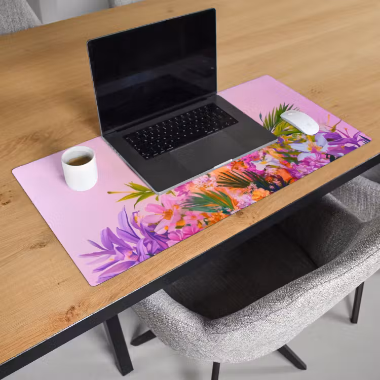 Bureau onderlegger - Vrouw - Abstract - Cirkel - Bloemen — 2