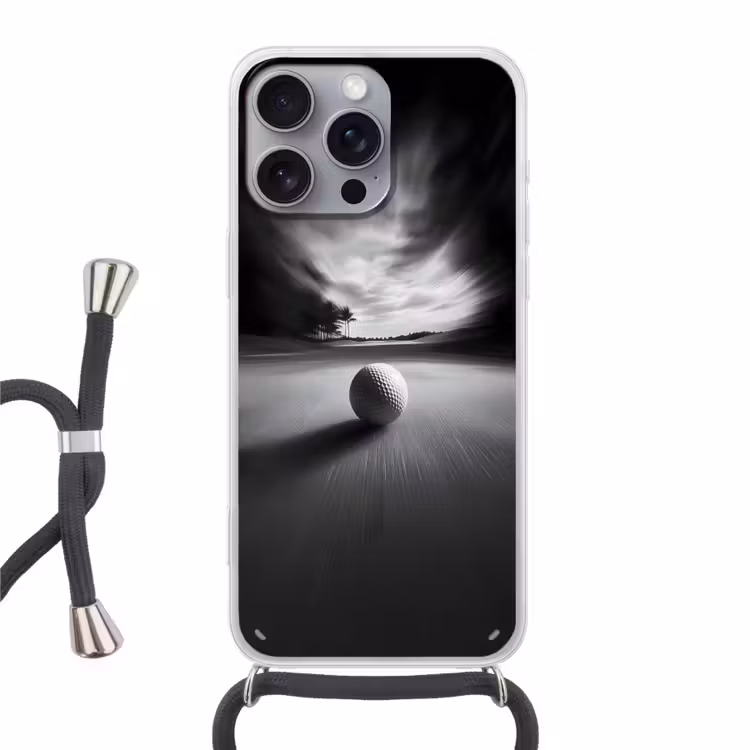 Telefoonhoesje met koord - Golfbal - Wazig - Zwart — 1