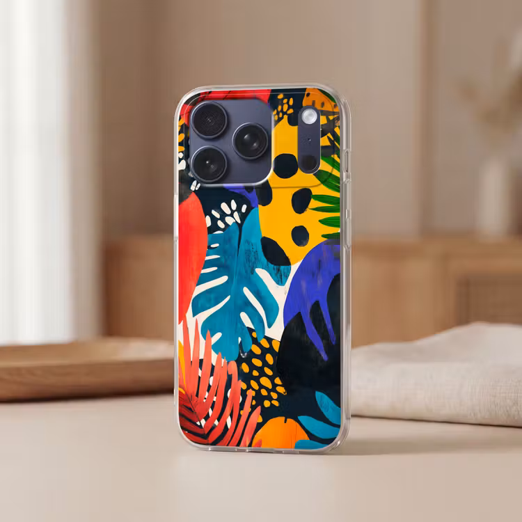 Telefoonhoesje Softcase - Bladeren - Vormen - Abstract - Kleurrijk — 3