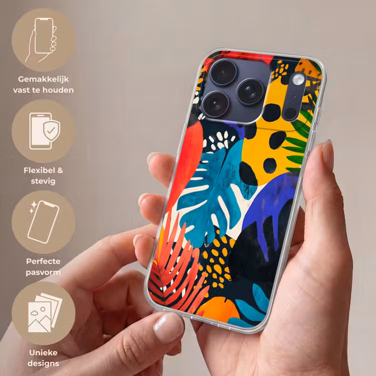 Telefoonhoesje Softcase - Bladeren - Vormen - Abstract - Kleurrijk — 4
