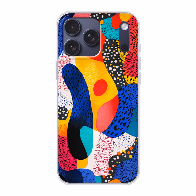 Telefoonhoesje Softcase - Vormen - Abstract - Stippels - Blauw — 1