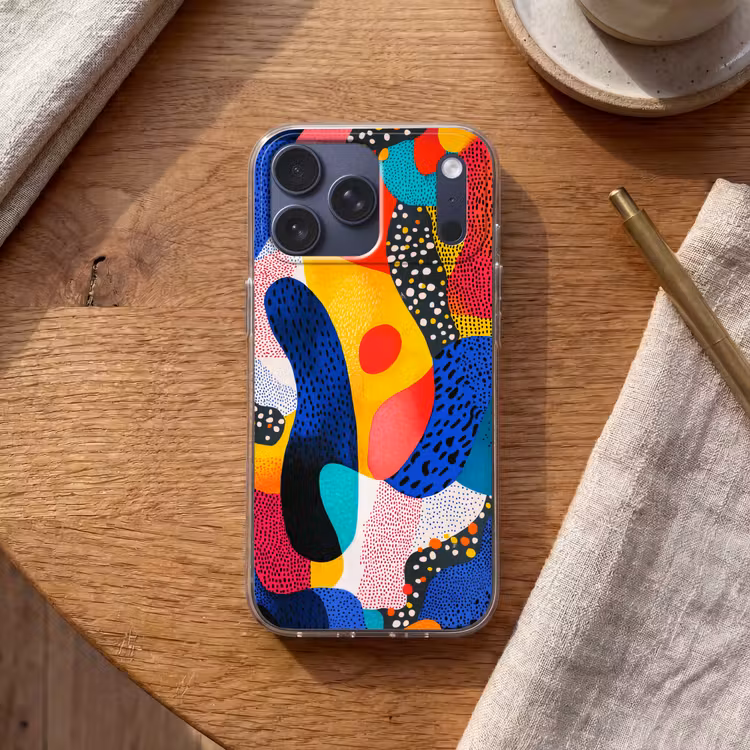 Telefoonhoesje Softcase - Vormen - Abstract - Stippels - Blauw — 2