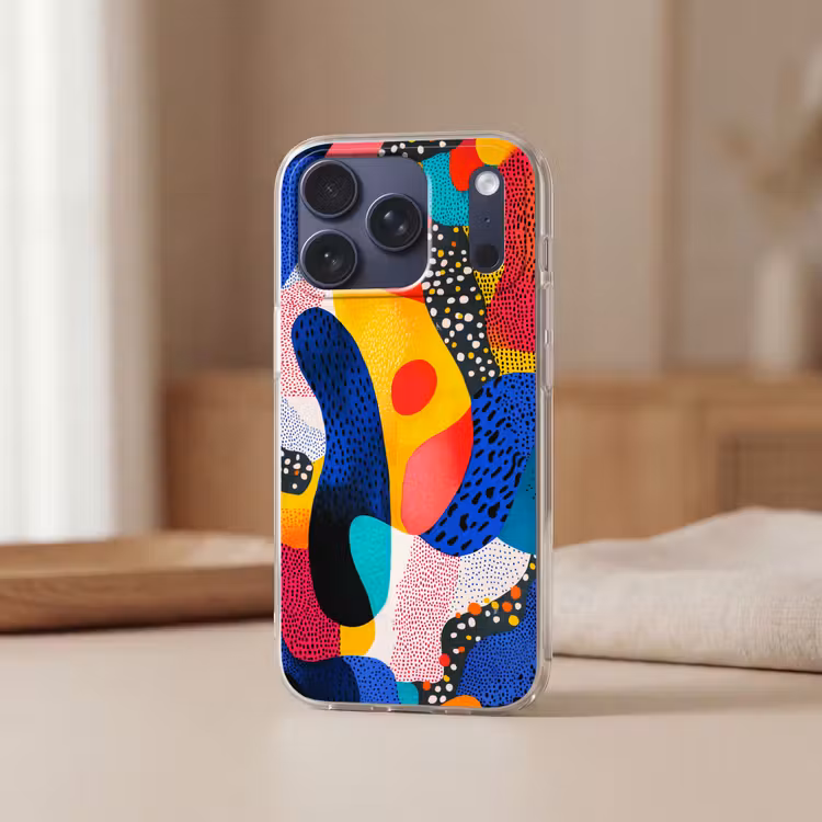 Telefoonhoesje Softcase - Vormen - Abstract - Stippels - Blauw — 3