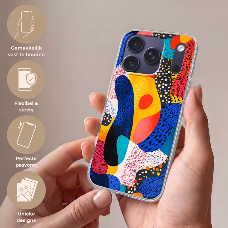 Telefoonhoesje Softcase - Vormen - Abstract - Stippels - Blauw — 4
