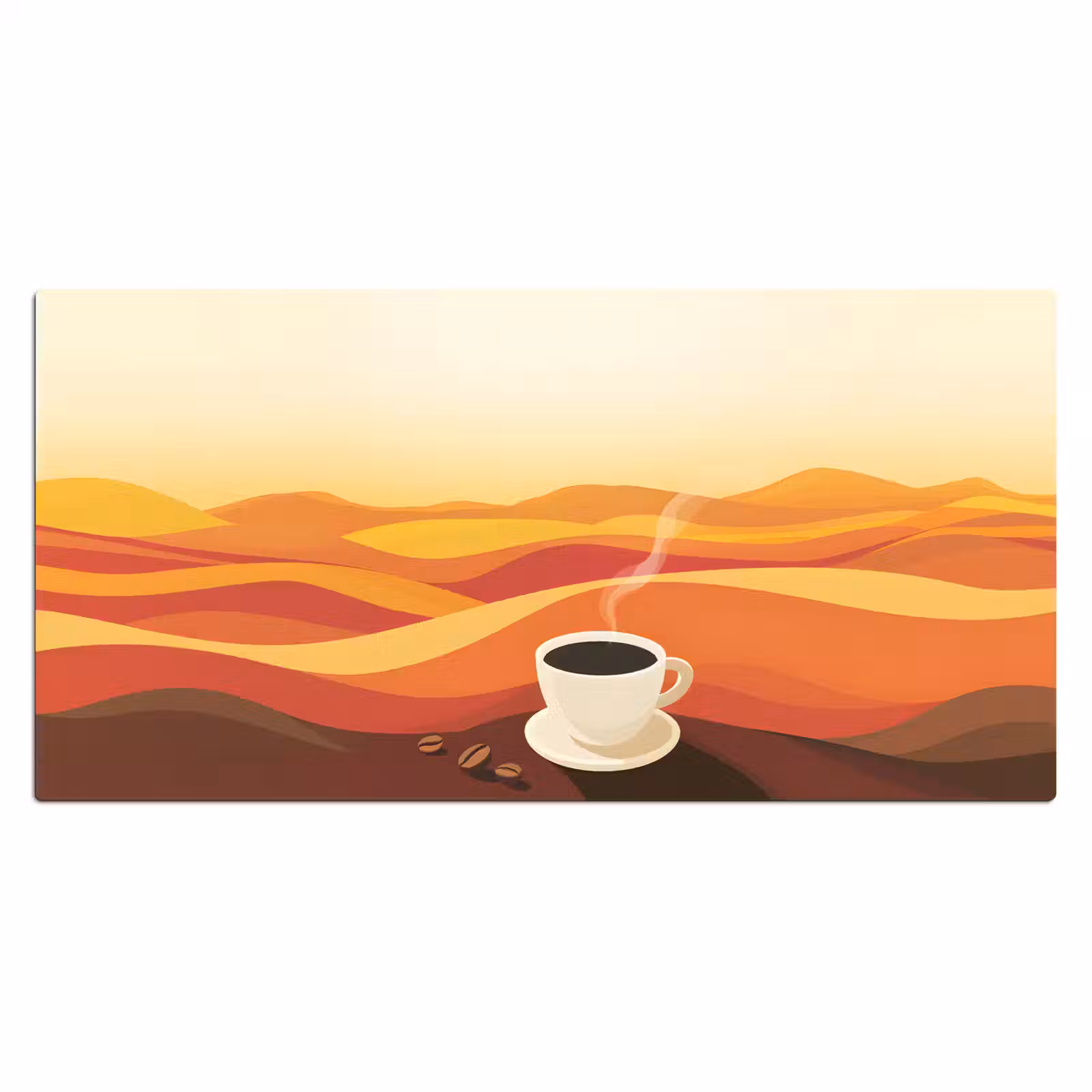 Bureau onderlegger - Koffie - Landschap - Oranje - Koffiebonen — 1