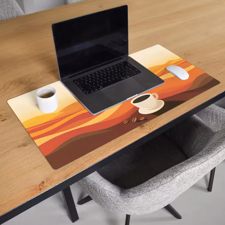 Bureau onderlegger - Koffie - Landschap - Oranje - Koffiebonen — 2