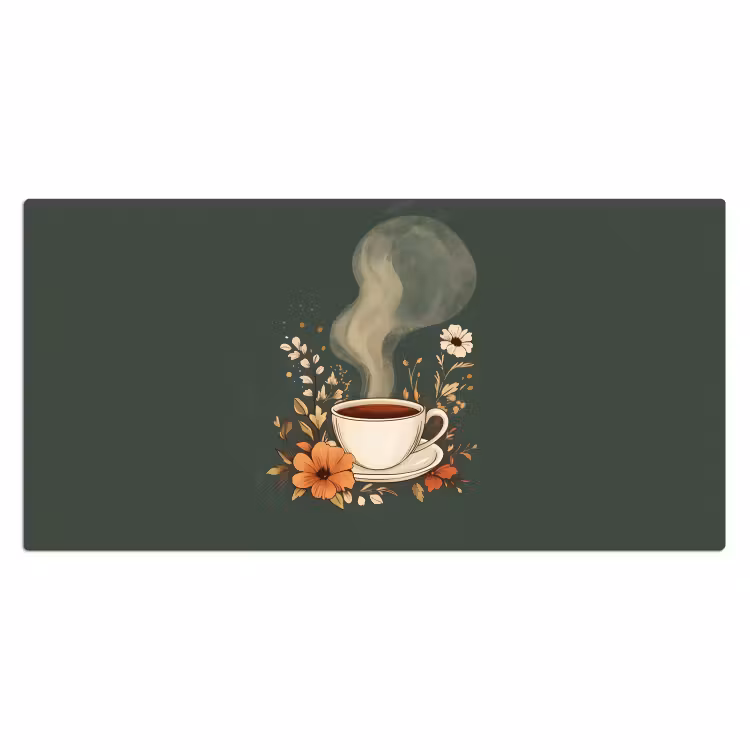 Bureau onderlegger - Kop - Bloemen - Groen - Koffie — 1