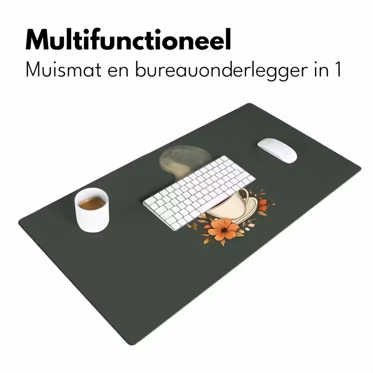 Bureau onderlegger - Kop - Bloemen - Groen - Koffie — 6