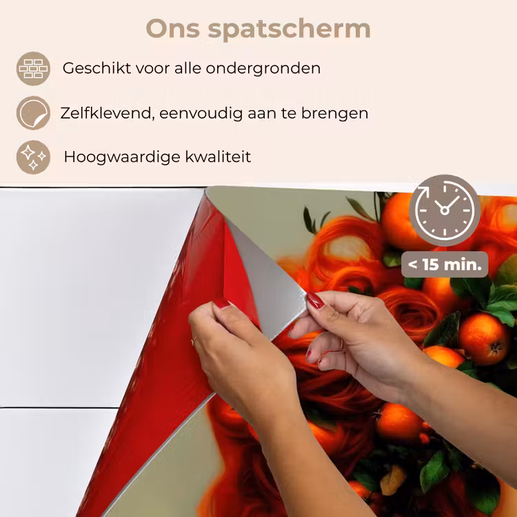 Spatscherm keuken - Vrouw - Appels - Rood - Bladeren — 4