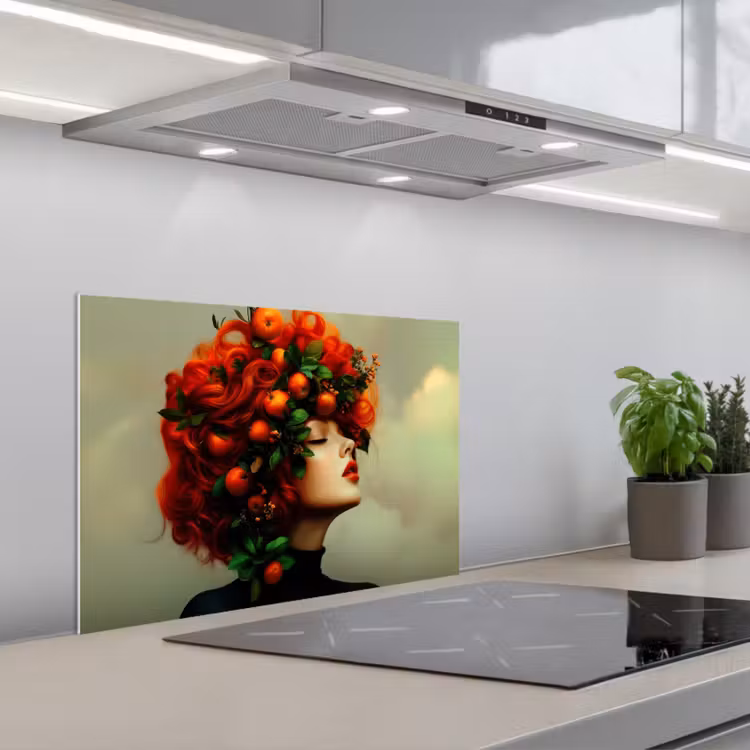 Spatscherm keuken - Vrouw - Appels - Rood - Bladeren — 5