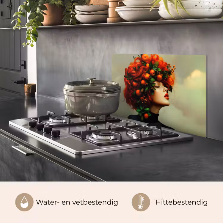 Spatscherm keuken - Vrouw - Appels - Rood - Bladeren — 7