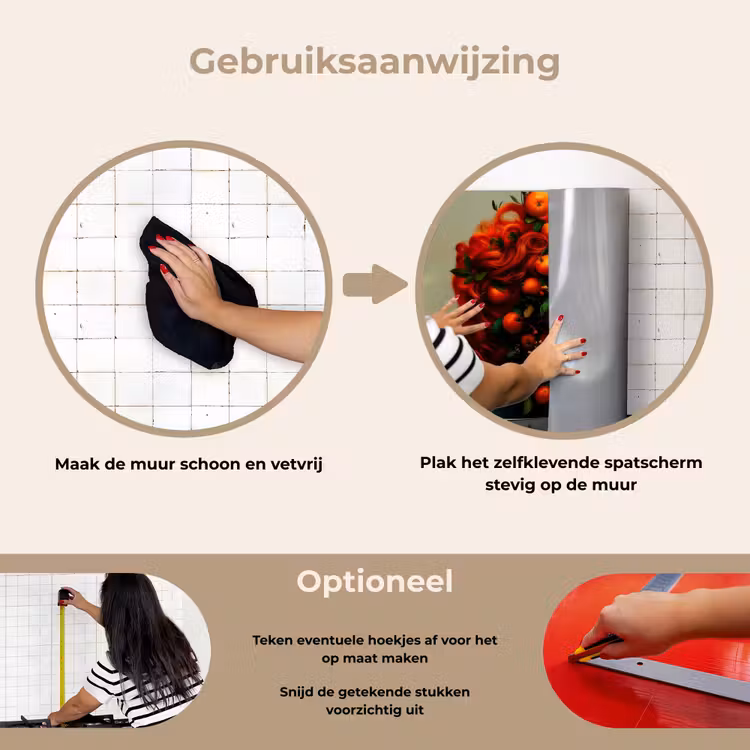 Spatscherm keuken - Vrouw - Appels - Rood - Bladeren — 8