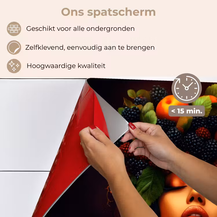 Spatscherm keuken - Vrouw - Zwart - Bessen - Bramen - Appels — 4