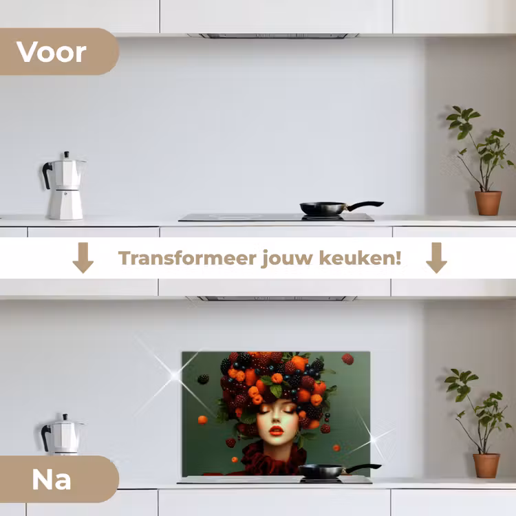 Spatscherm keuken - Vrouw - Aardbeien - Frambozen - Bramen - Bessen — 3