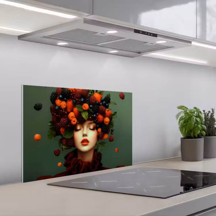 Spatscherm keuken - Vrouw - Aardbeien - Frambozen - Bramen - Bessen — 5
