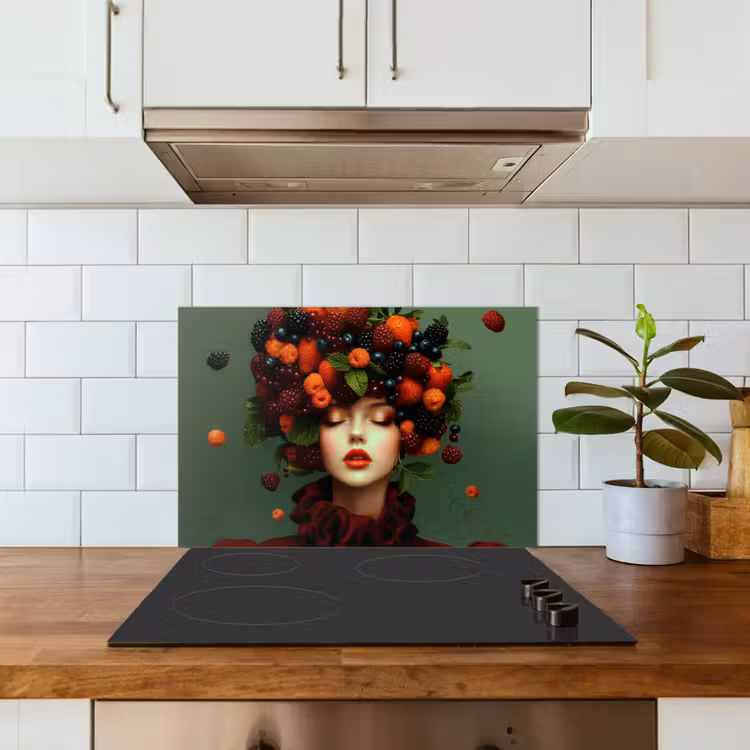 Spatscherm keuken - Vrouw - Aardbeien - Frambozen - Bramen - Bessen — 6