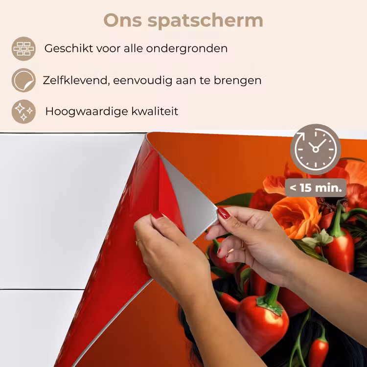Spatscherm keuken - Vrouw - Chilipepers - Pepers - Bloemen — 4