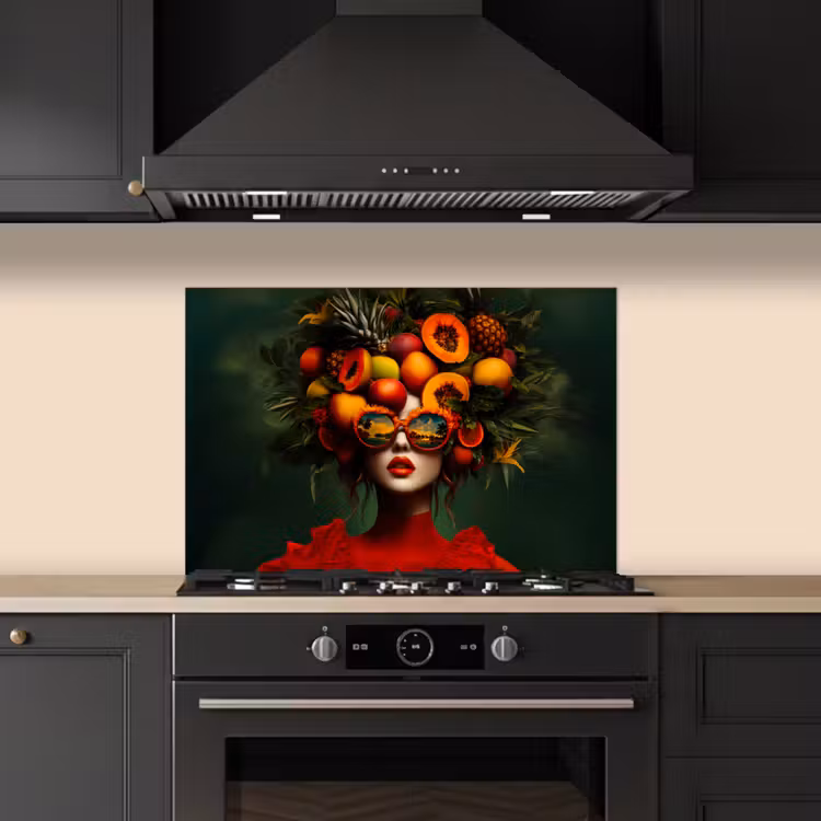 Spatscherm keuken - Vrouw - Vruchten - Papaja - Ananas — 2