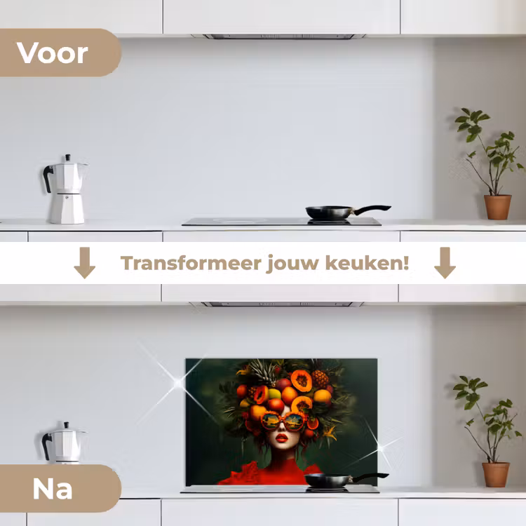 Spatscherm keuken - Vrouw - Vruchten - Papaja - Ananas — 3