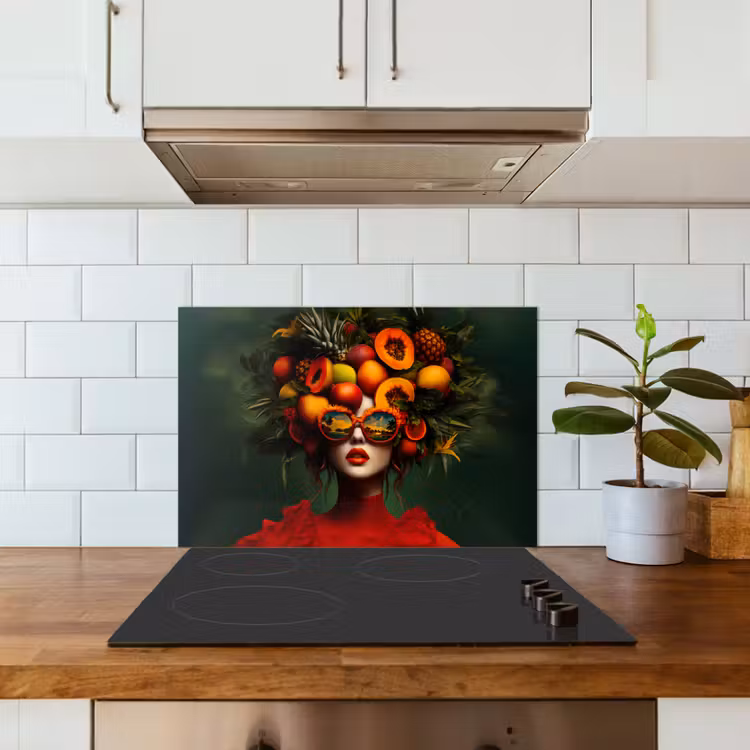 Spatscherm keuken - Vrouw - Vruchten - Papaja - Ananas — 6