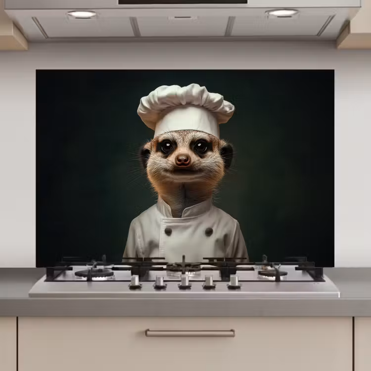 Spatscherm keuken - Dier - Kok - Stokstaartje — 1