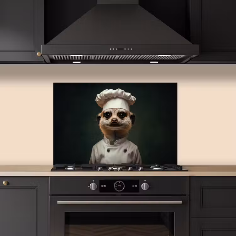 Spatscherm keuken - Dier - Kok - Stokstaartje — 2