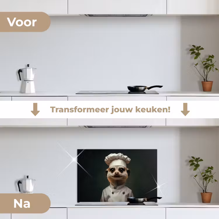 Spatscherm keuken - Dier - Kok - Stokstaartje — 3