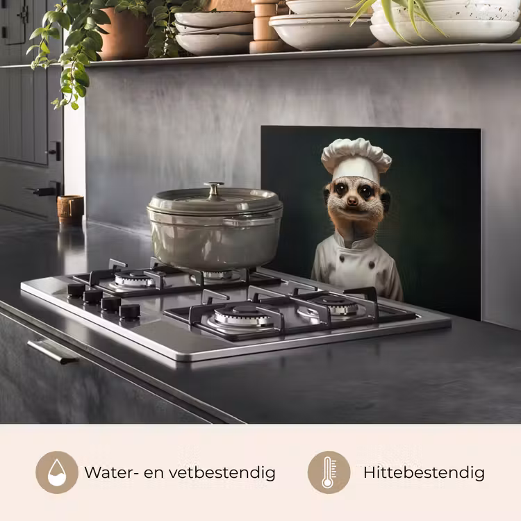 Spatscherm keuken - Dier - Kok - Stokstaartje — 7