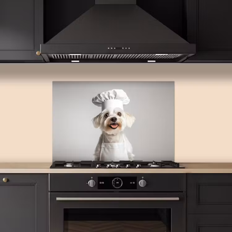 Spatscherm keuken - Hond - Wit - Kok — 2