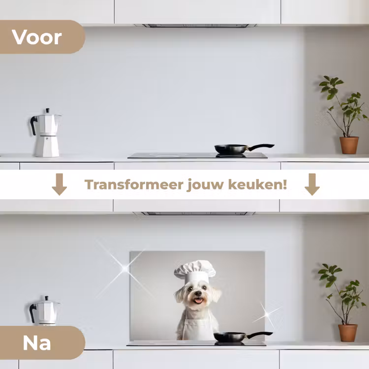 Spatscherm keuken - Hond - Wit - Kok — 3